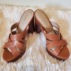 Aldo platform sandals tan